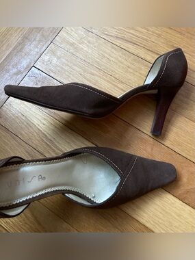 Unisa Brown Suede Pointed D'Orsay Heels